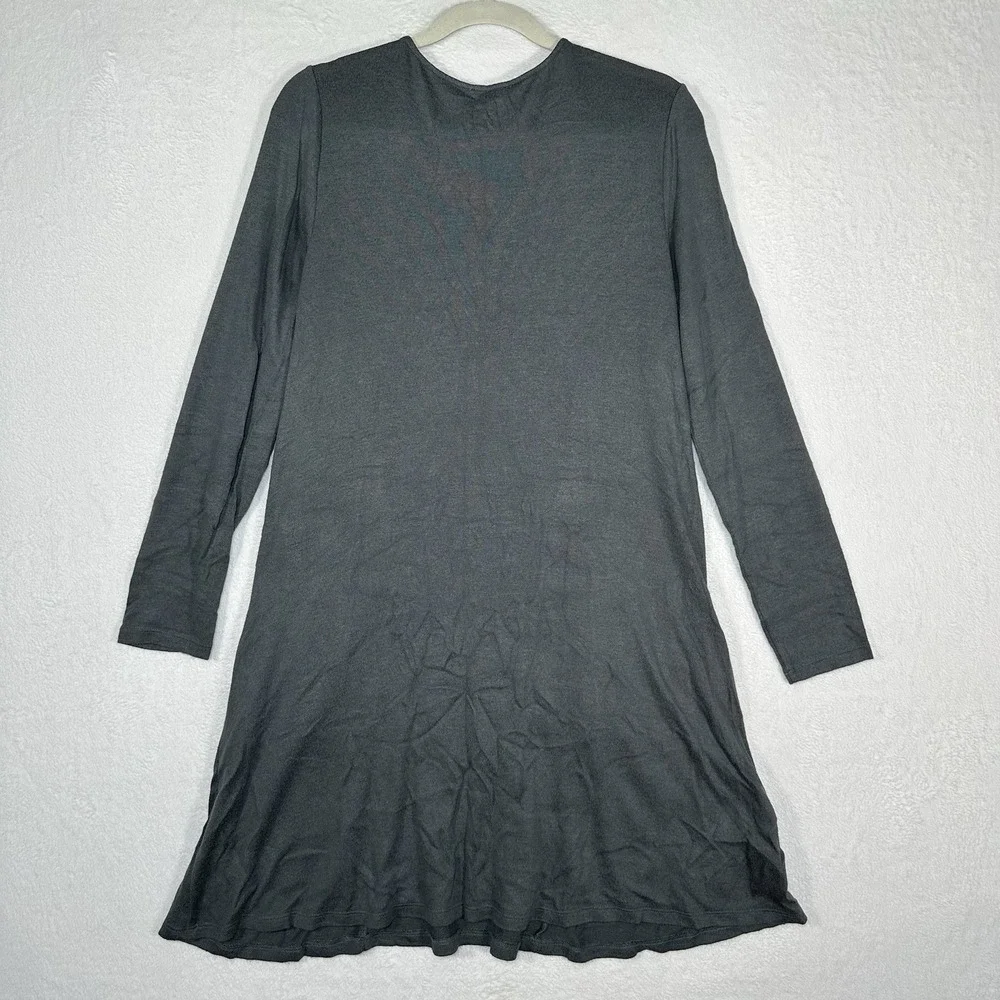 LOFT‎ Outlet Lounge Dress M Charcoal Gray Soft Knit Long Sleeve With Pockets